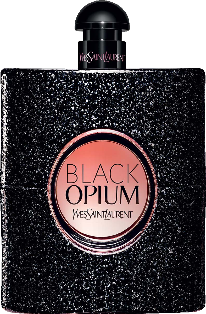 Flacon perfum Yves Saint Laurent Black Opium woda perfumowana 30ml w czarnym opakowaniu z logo YSL na białym tle
